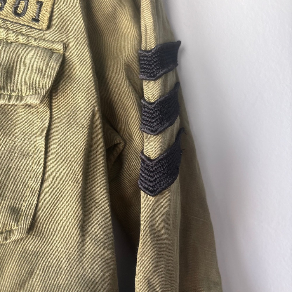 Rails Loren Military Shirt Jacket Olive Green Embroidered Patch Frayed Hem Small - Picture 8 of 12